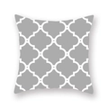 Square grey peach skin pillowcase with white Moroccan quatrefoil pattern for home decor - Grey Moroccan Quatrefoil (DM157-8)