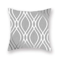 Detail of silver-grey pillowcase with metallic geometric wave lines on peach skin fabric - Silver Grey Wavy Lines (DM157-9)
