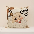 Kerst kussenhoes met kerstman borduursel, gouden sneeuwvlok en tekst Joy decoratie - 45*45cm (Alleen Hoes) / Xep005-2