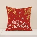 Roter Kissenbezug mit HELLO Winter Bestickung und festlichen Schneeflocken Mustern - Hello Winter Stil (EXP001-2)