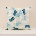 Linen Easter pillowcase featuring light blue watercolor rabbit print for sofa decor - Watercolor Rabbit Style (EP007-4) / 45x45cm (No Insert)