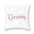 Detail of soft peach skin pillowcase with marble pattern and rose gold Dream text - Marble Dream Text Style ((5)DM207)