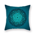 Square teal mandala throw pillow cover with bohemian geometric patterns on white background - 18x18 Inch / Dark Teal Mandala (1)