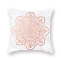 Macro detail of rose gold mandala pattern on white marble velvet throw pillow case - Marble Mandala Style ((6)DM207)