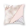 Modern geometric rose gold peach skin pillowcase with pink marble pattern on white back - Modern Geometric Patchwork Style ((7)DM207)