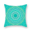 Turquoise mandala bohemian throw pillow cover with yellow and pink floral patterns - 18x18 Inch / Turquoise Mandala (22)