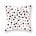 Detailed close-up of square peach skin pillowcase featuring rose gold and black polka dots - Black White Pink Polka Dot Style ((10)DM207)