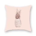 Detail shot of square peach skin pillowcase with a golden pineapple pattern on pink - Pink Pineapple Pattern Style ((14)DM207)