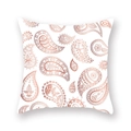 Detail of rose gold paisley pattern on white square throw pillow cover with metallic finish - Rose Gold Paisley Pattern Style ((16)DM207)