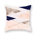 Detail of rose gold and navy geometric triangle pattern on peach skin pillowcase - Geometric Triangle Color Block Style ((18)DM207)