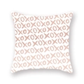 Detail of XOXO square pillowcase with rose gold glitter texture and pink letters - Rose Gold Glitter XOXO Text Style ((29)DM207)