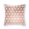 Detail of square pillowcase with geometric rose gold triangle patterns on white background - Rose Gold Triangle Geometric Style ((34)DM207)
