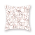 Detail of rose gold leaf pattern on white peach skin fabric square throw pillow case - Rose Gold Palm Leaf Style ((37)DM207)