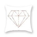 Close-up of white square pillowcase with metallic rose gold geometric diamond pattern - Rose Gold Geometric Diamond Style ((39)DM207)