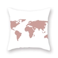 Minimalist square rose gold world map pillow cover on white polyester fabric - Pink Brown World Map Style ((40)DM207)