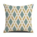 Nordic geometric linen pillowcase with blue and yellow diamond pattern on white background - 45x45CM (No Core) / Turquoise Yellow Color Block Diamond (SXYM14-15)
