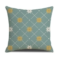 Nordic geometric linen pillow cover with green base and yellow star patterns - Cotton Linen 45*45cm (Cover Only) / Turquoise Yellow Octagonal Star Geometric (SXYM14-35)