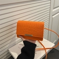 Petit sac carré orange avec texture crocodile et fermoir métallique pour femmes - Orange