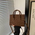 Brown leopard print mini tote bag with gold hardware and adjustable strap - Brown