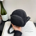 Borsa a tracolla minimalista in velluto a coste nero con doppia cerniera lampo - Nero