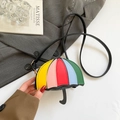 Mini borsa a tracolla a forma di ombrello con design patchwork arcobaleno colorato - Nero