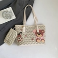 Ensemble cabas beige avec motifs d'ours mignons et imprimés géométriques - Blanc