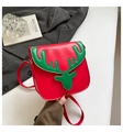Red Christmas deer shoulder bag with green antlers and festive crossbody design - Red and Green Style (款一)