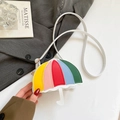 Borsa a tracolla arcobaleno in pelle colorata con dettaglio manico bianco creativo - Bianco