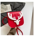 Christmas red square crossbody bag with white reindeer antlers and adjustable strap - Red and White Style (款三)