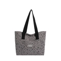 Bolso tote de lona gris con estampado de corazones y lazos negros y bolsillo frontal - Gris