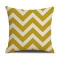 Funda de cojín moderna de lino amarillo y beige con diseño de chevrón y textura tejida - Textura de Lino (Solo Funda) / Zigzag Amarillo y Blanco (SXYM16-15)