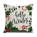 Federa natalizia con testo hello Winter e stampa di bacche e agrifoglio - Ciao Inverno (SXYM36-3) / 45*45cm (Inserto non incluso)