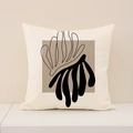 Housse de coussin carrée minimaliste avec imprimé art abstrait noir et motifs floraux - Style Botanique Abstrait(YMC11-1)