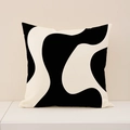 Housse de coussin carrée décorative à motif abstrait de vagues noir et blanc - Style De Vague Abstrait(YMC11-2)