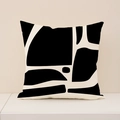 Housse de coussin géométrique moderne noir et blanc en mélange de coton et de lin - Style De Bloc De Couleur Géométrique(YMC11-3)