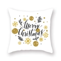 White Christmas pillowcase with golden snowflakes and Merry Christmas lettering - Pine Branch Snowflake Style (19XMAS4 (5))