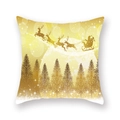Federa natalizia dorata con Babbo Natale e renne su sfondo bianco puro - 45x45 cm / Stile Slitta di Babbo Natale (19XMAS4 (16))