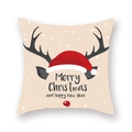 Christmas reindeer horn and Santa hat print on beige peach skin throw pillow cover - 45x45cm / Beige Antlers and Santa Hat (19XMAS3-10)