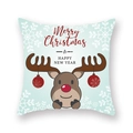 Detail of Christmas reindeer pillowcase with snowflake patterns and Merry Christmas text - 45x45cm / Light Blue Red Nose Reindeer (19XMAS3-17)