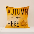 Herbst-Kissenbezug aus Leinen mit Ahornblatt und Autumn is Here Textdruck - Herbst Ahornblatt (Autumn is Here) (FP001-2)