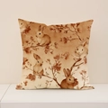 Linen Easter pillow cover with watercolor bunny and floral print for sofa decor - 45x45CM (No Core) / Brown Bunnies and Flowers (EP005-4)