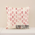 Linen Easter pillow cover with pink dots and Hunny Bunny text for home decor - 45x45CM (No Core) / Pink Watercolor Polka Dots with Text (EP005-6)