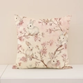 Easter linen pillowcase with watercolor white rabbits and pink cherry blossoms - 45x45CM (No Core) / White Bunnies and Pink Flowers (EP005-8)