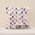 Linen Easter pillow cover with purple dots and Hunny Bunny text decoration - 45x45CM (No Core) / Purple Watercolor Polka Dots with Text (EP005-10)
