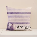 Purple striped Easter cushion cover with Happy Easter text and decorative egg prints - 45x45CM (No Core) / Purple Stripes and Easter Eggs (EP005-11)
