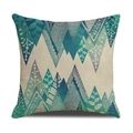 Square linen cushion cover featuring turquoise geometric ocean wave pattern in boho style - Whitened Fine Linen 45*45cm (Pillowcase Only, Without Insert) / Abstract Geometric Mountain Pattern (SXYM2-1)