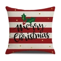 Funda de cojín navideña de lino con texto Merry Christmas y diseño de rayas - Estilo Rayas Rojo Blanco Merry Christmas (SXYM40-1) / Lino 45x45cm (Solo funda de almohada)