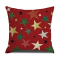 Funda de cojín navideño roja con patrones de estrellas festivas y texturas sobre fondo blanco - Lino 45*45cm (Funda de almohada individual, sin relleno) / Estilo Estrellas Densas Rojas (SXYM40-2)