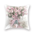 Floraler Aquarell-Kissenbezug mit rosa Rosen in blauer Flasche und Schleife - Standard Quadratisch / Blaue Flasche Rosa Rose Stil ((4)DM219)