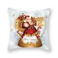Gros plan du motif boule à neige avec Père Noël et casse-noisette sur coussin de Noël - Boule de neige Père Noël (19XMAS16(1))